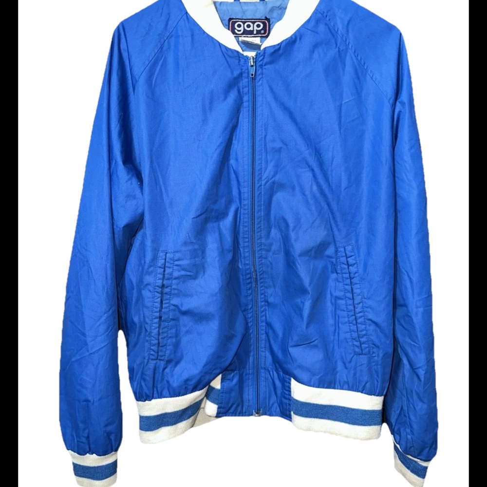 Vintage 90s Gap Vintage Trucker Bomber Jacket Blue White Stripes